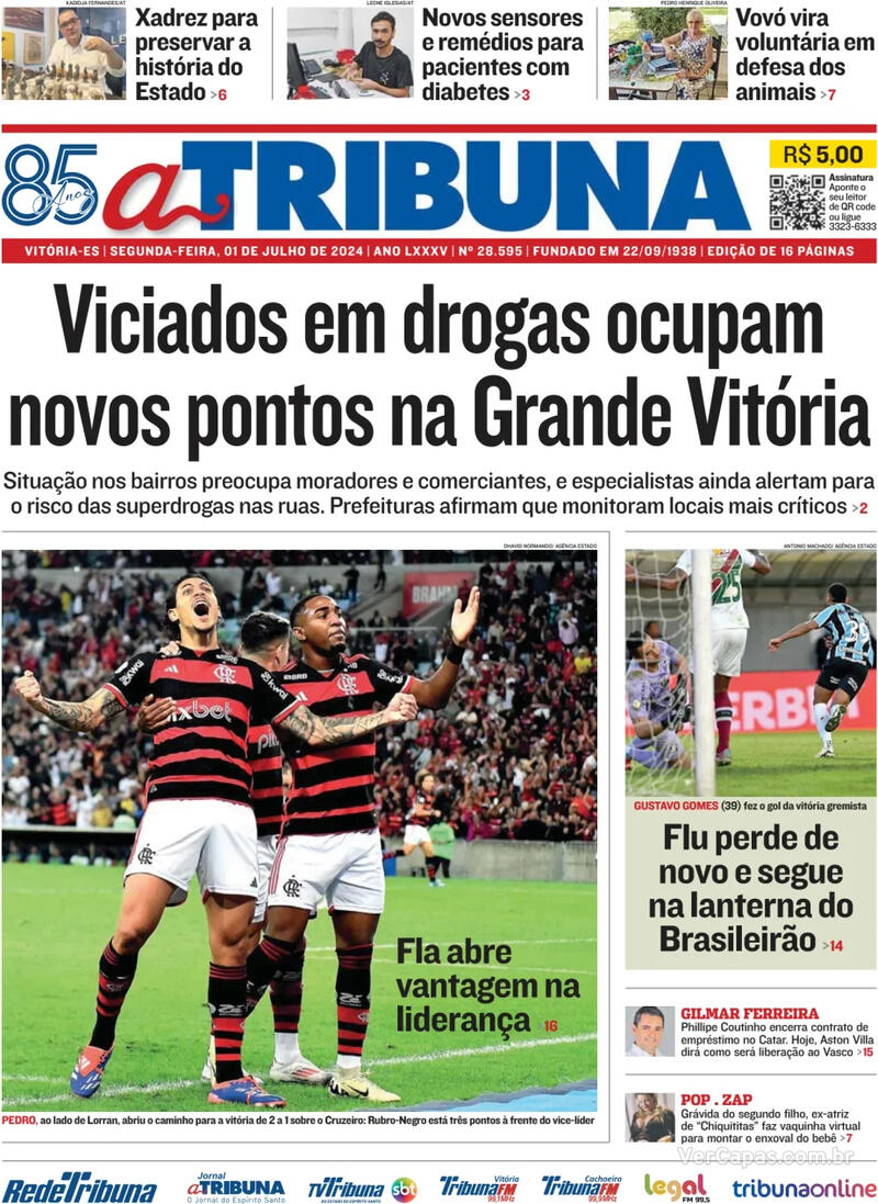 Capa A Tribuna Edição Segunda 1 de Julho de 2024