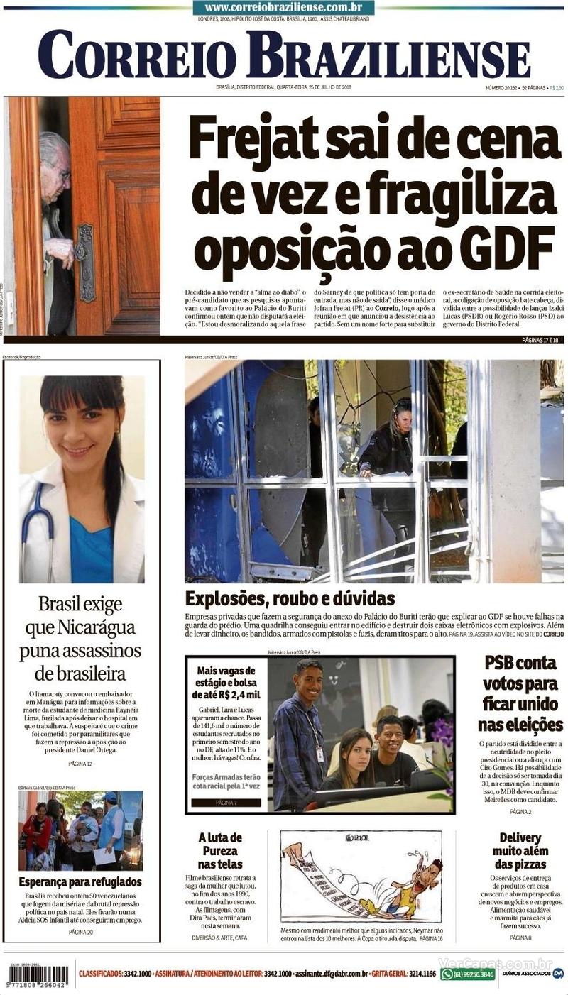 Capa Correio Braziliense Quarta De Julho De