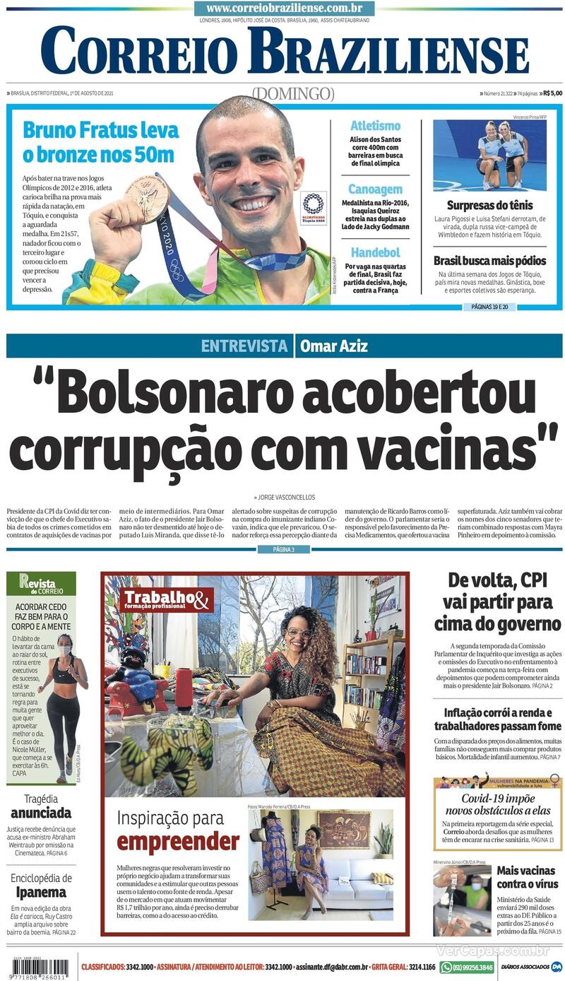 Capa Correio Braziliense Edi O Domingo De Agosto De