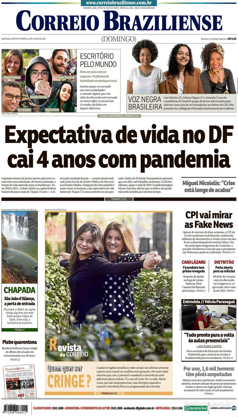 Capa Correio Braziliense Edi O Domingo De Julho De