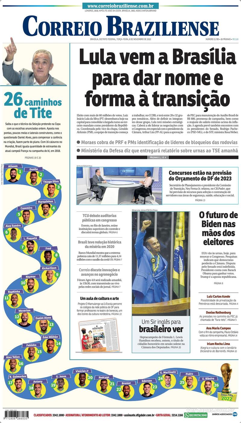 Capa Correio Braziliense Quarta De Novembro De