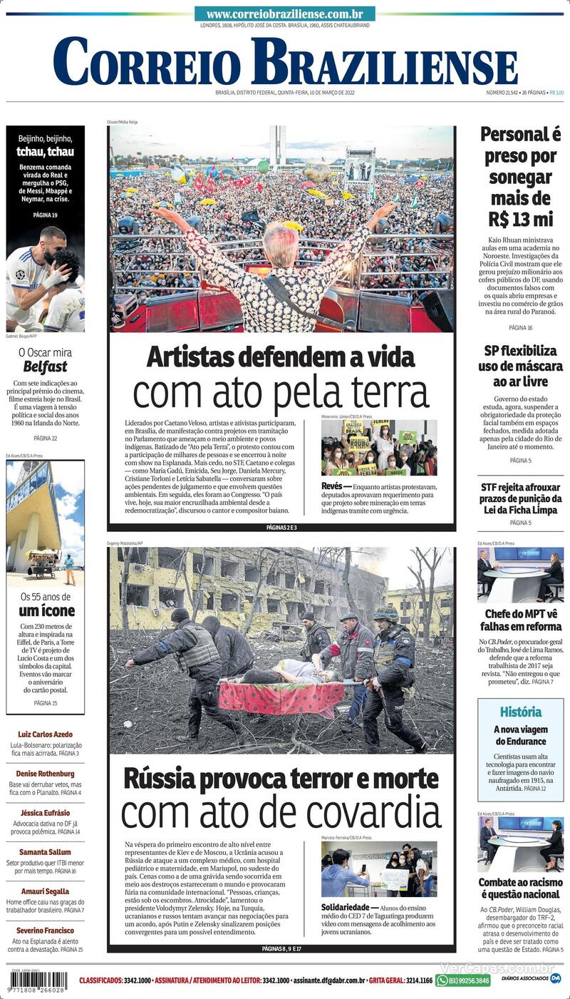 Capa Correio Braziliense Sexta 14 De Janeiro De 2022