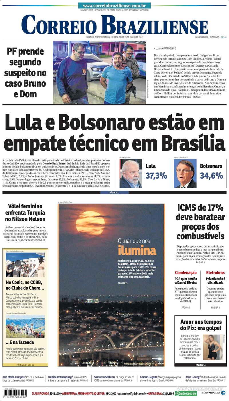 Capa Correio Braziliense Segunda 2 De Maio De 2022