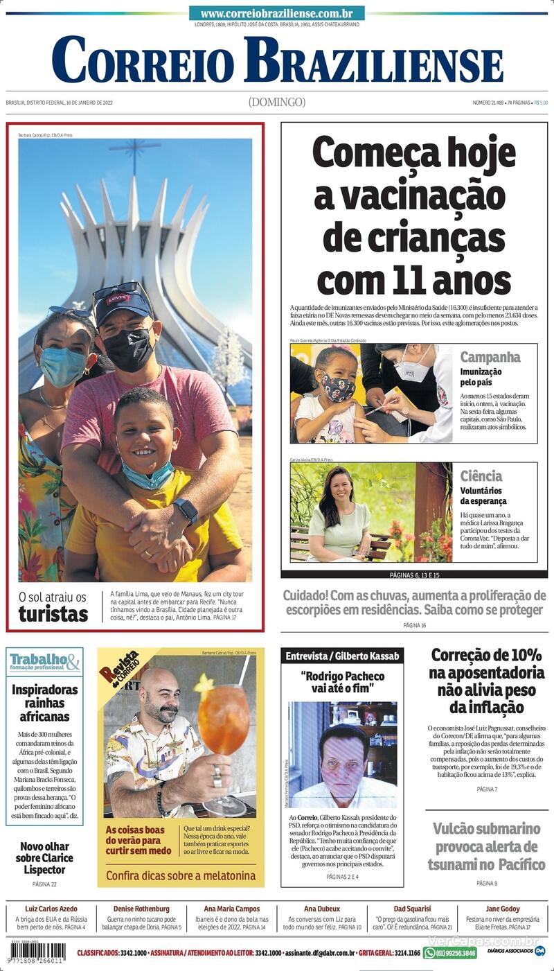 Capa Correio Braziliense Edi O Domingo De Janeiro De