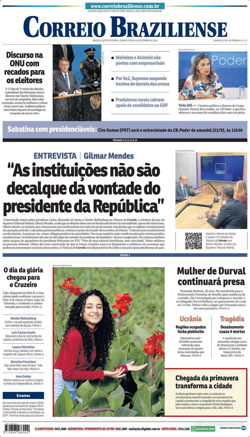 Capa Correio Braziliense Quinta De Julho De