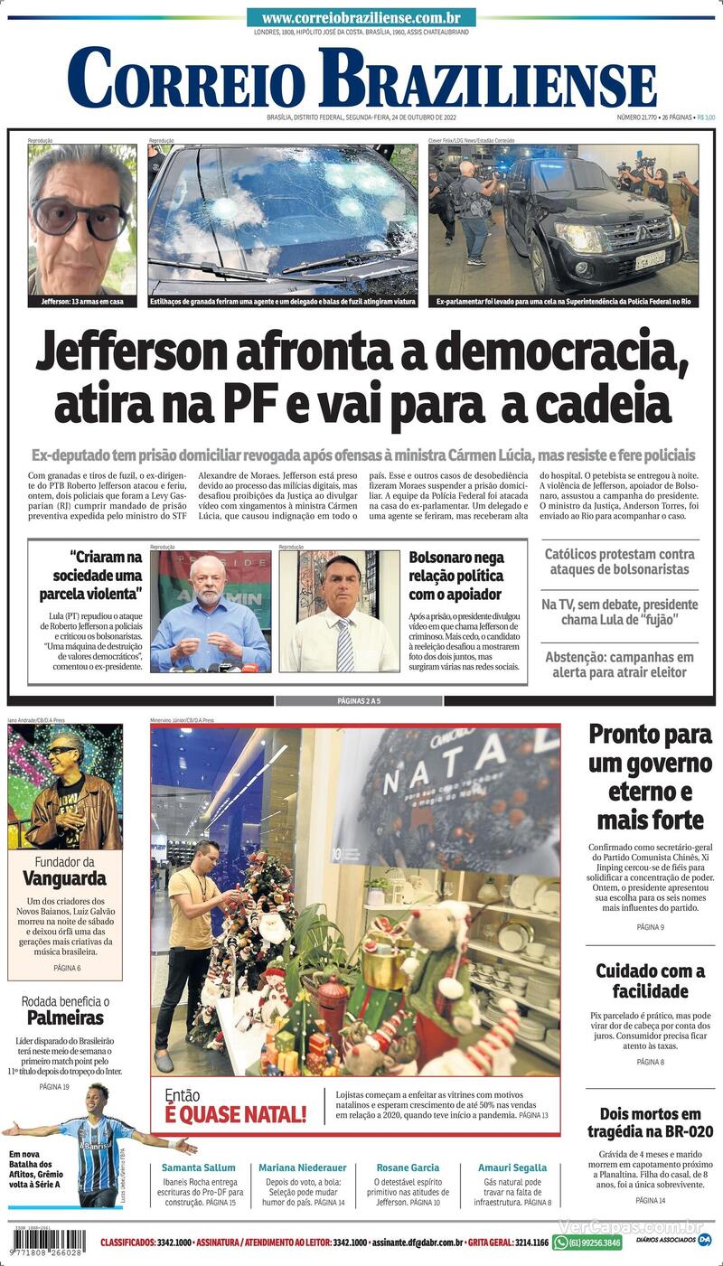 Capa Correio Braziliense Edi O S Bado De Outubro De