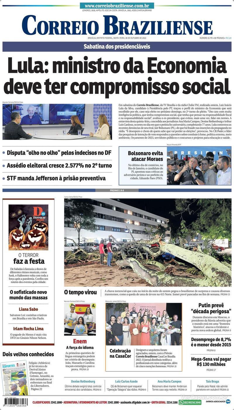 Capa Correio Braziliense Sexta 19 De Agosto De 2022