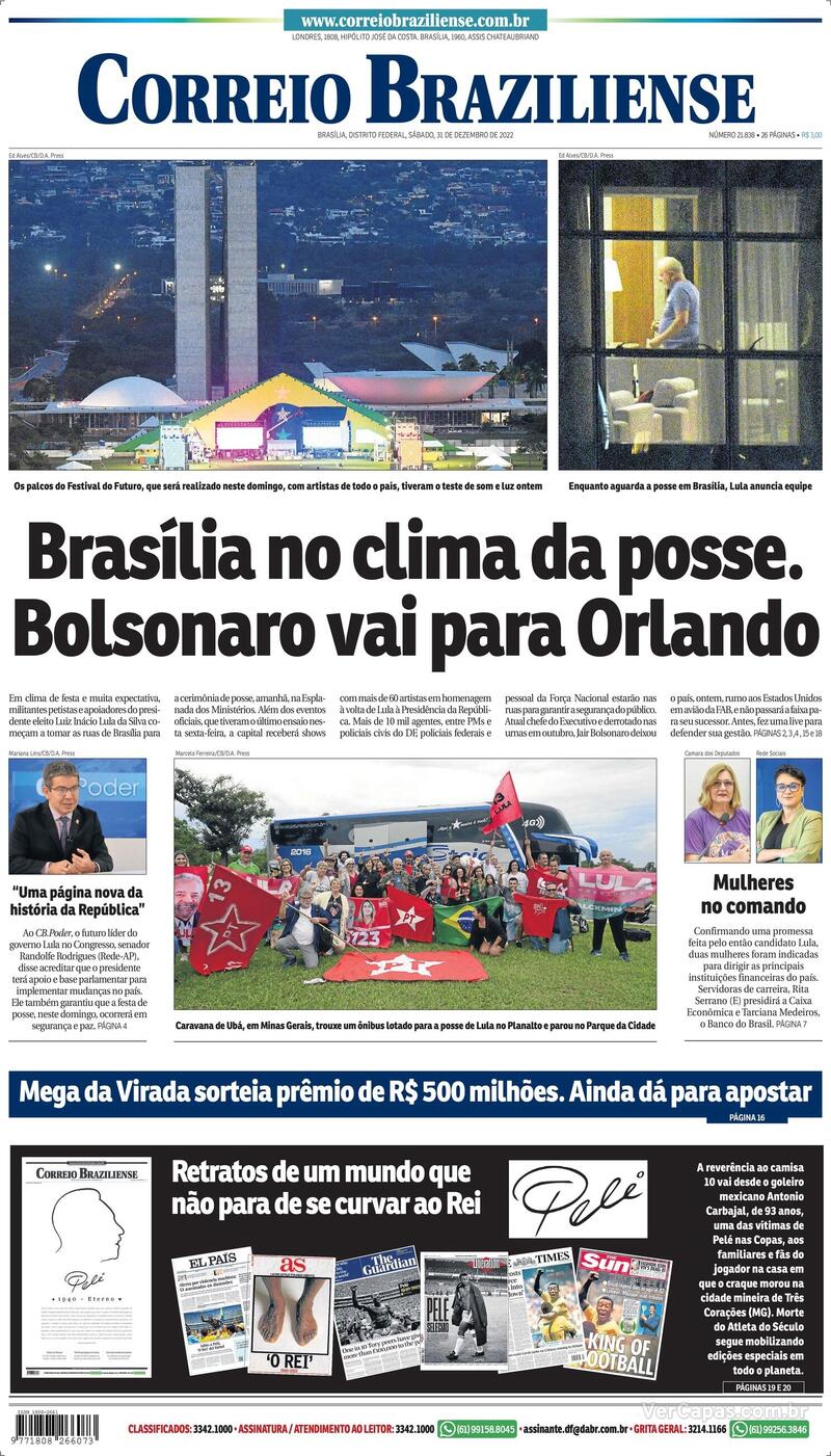 Capa Correio Braziliense Segunda De Novembro De