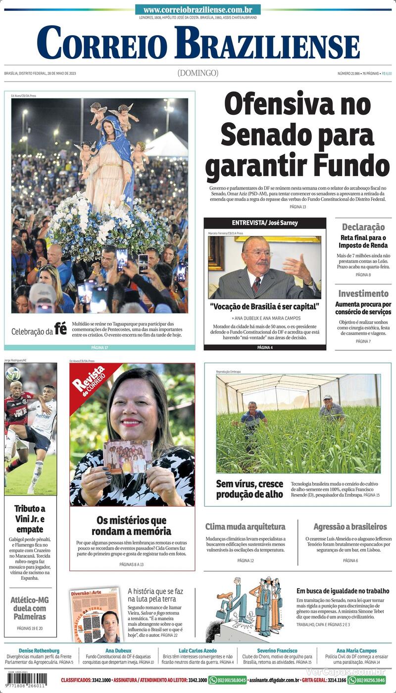 Capa Correio Braziliense Edi O Domingo De Maio De