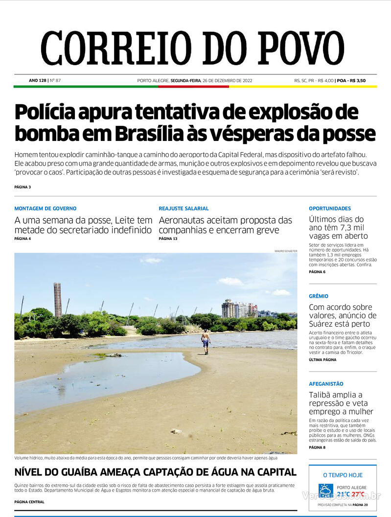 Capa Correio do Povo Edição Segunda 26 de Dezembro de 2022