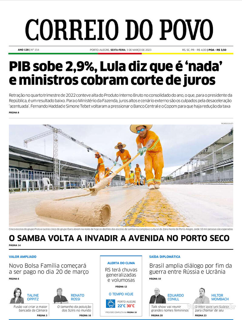 Capa Correio Do Povo Segunda De Junho De