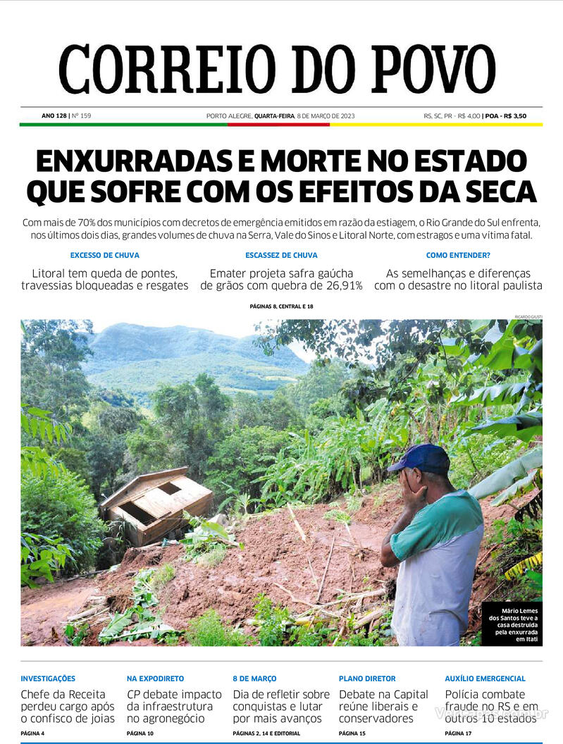 Capa Correio Do Povo Quinta De Janeiro De