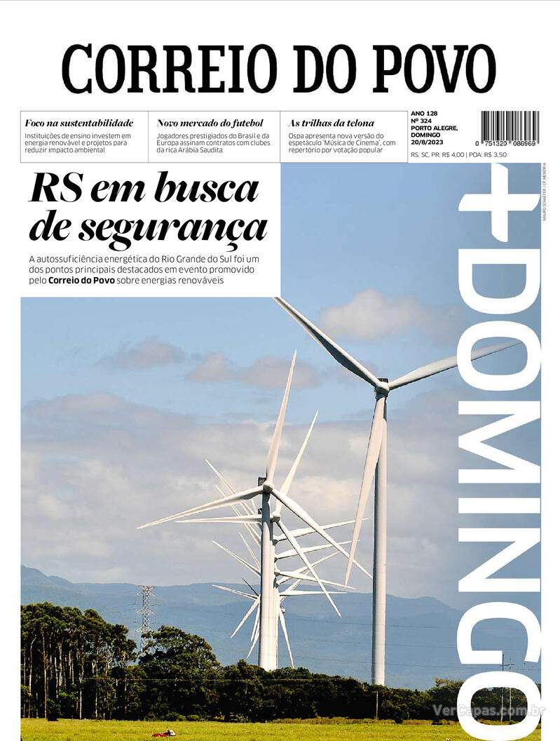 Capa Correio do Povo Edição Sábado 19 de Agosto de 2023