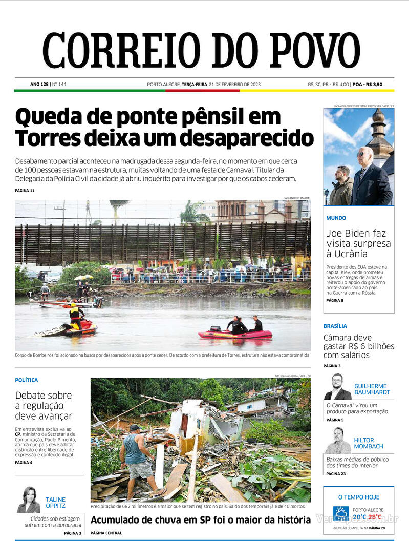 Capa Correio do Povo Sexta 25 de Março de 2022