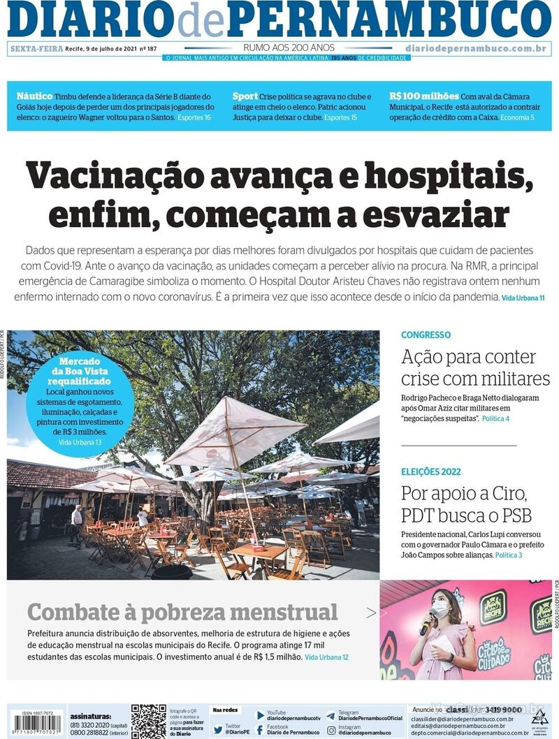 Capa Diario De Pernambuco Edi O Sexta De Julho De