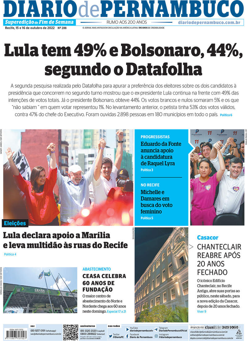 Capa Diario De Pernambuco Segunda De Setembro De