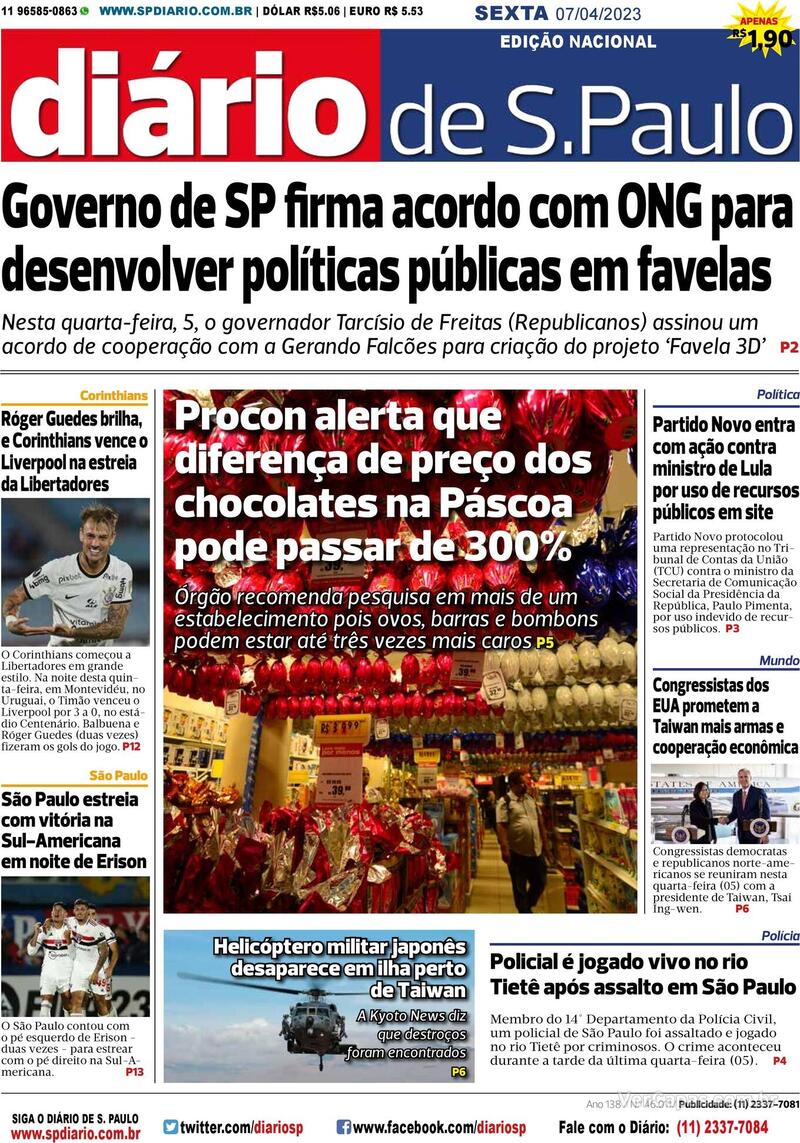 Capa Diário de São Paulo Quinta 16 de Fevereiro de 2023