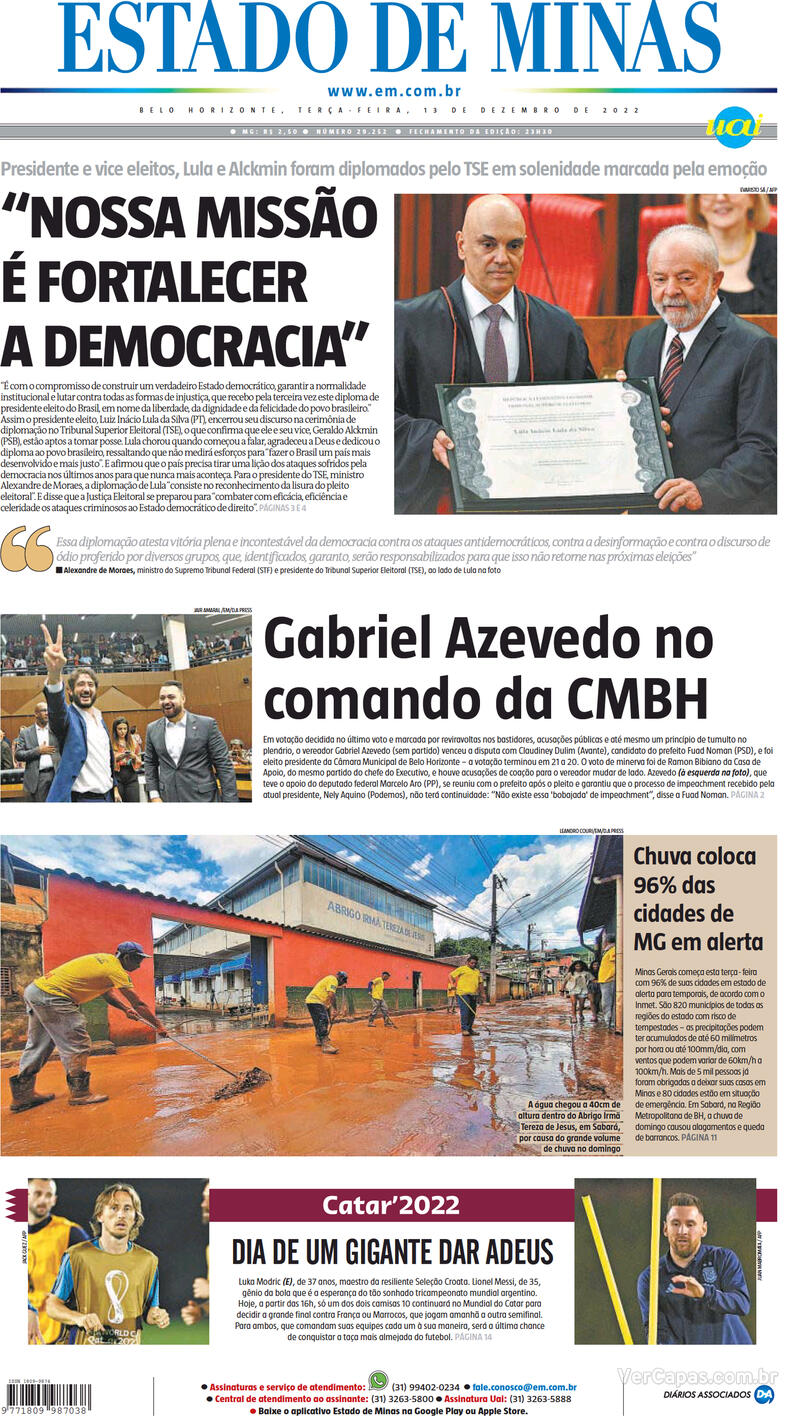 Capa Estado De Minas Edi O Ter A De Dezembro De