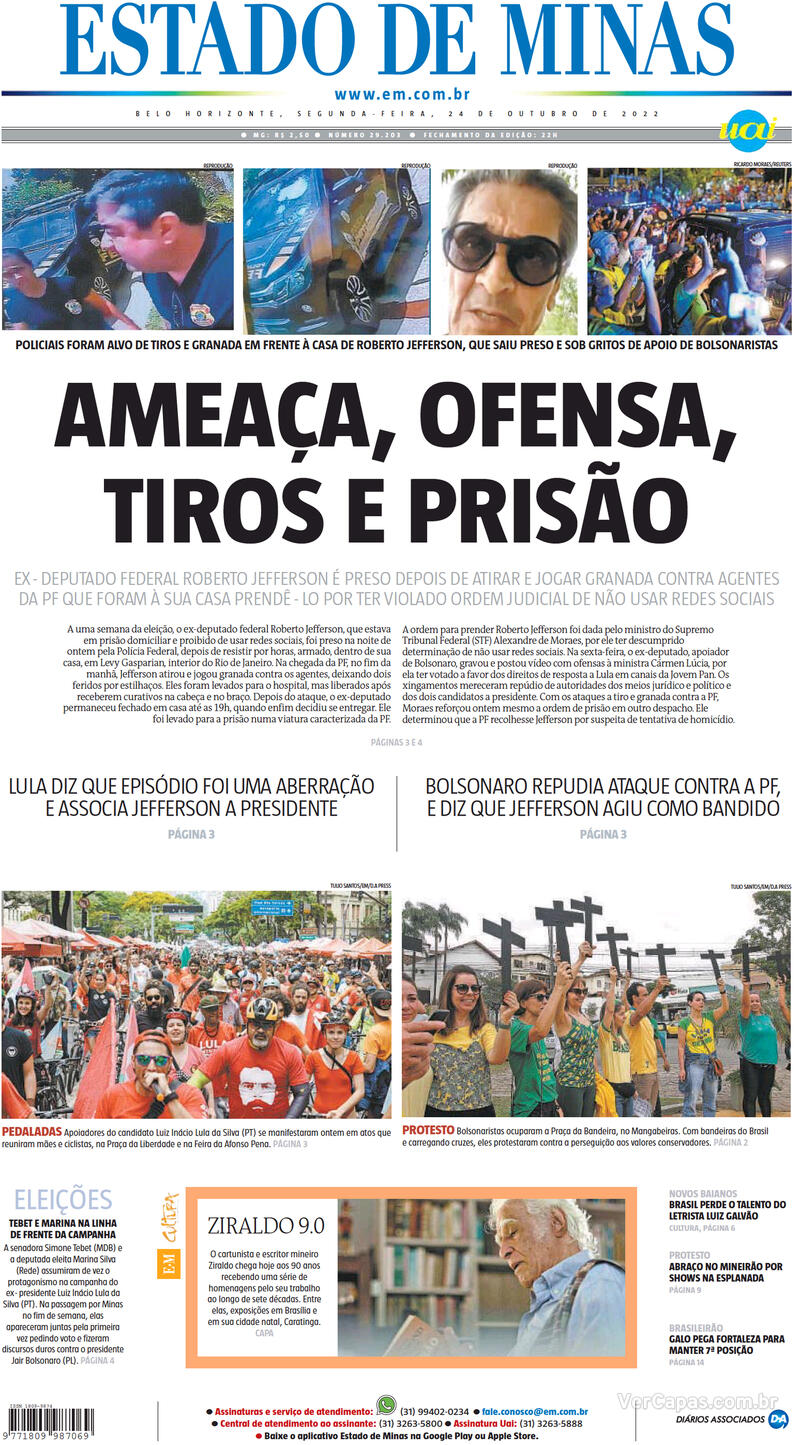 Capa Estado De Minas Edi O Segunda De Outubro De