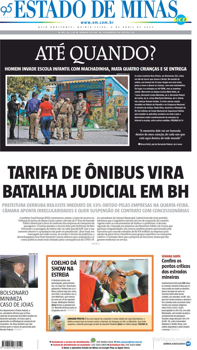 Capa Estado De Minas Segunda De Mar O De