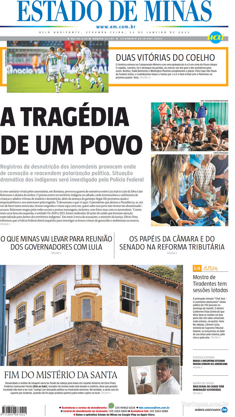 Capa Estado De Minas Domingo 22 De Janeiro De 2023