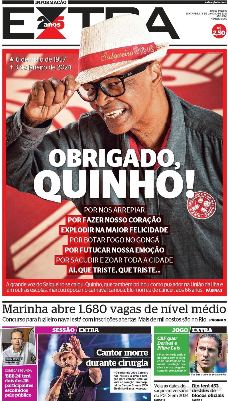 Capa Extra Edi O Sexta De Janeiro De