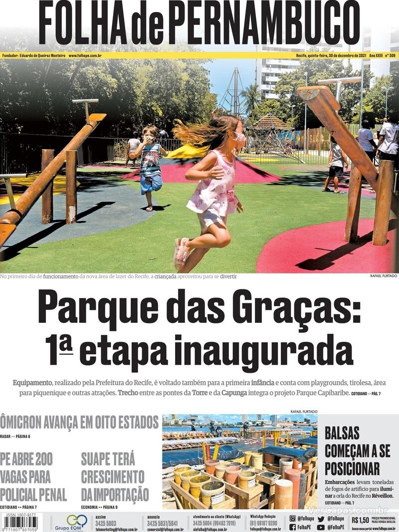 Capa Folha De Pernambuco Quarta De Novembro De