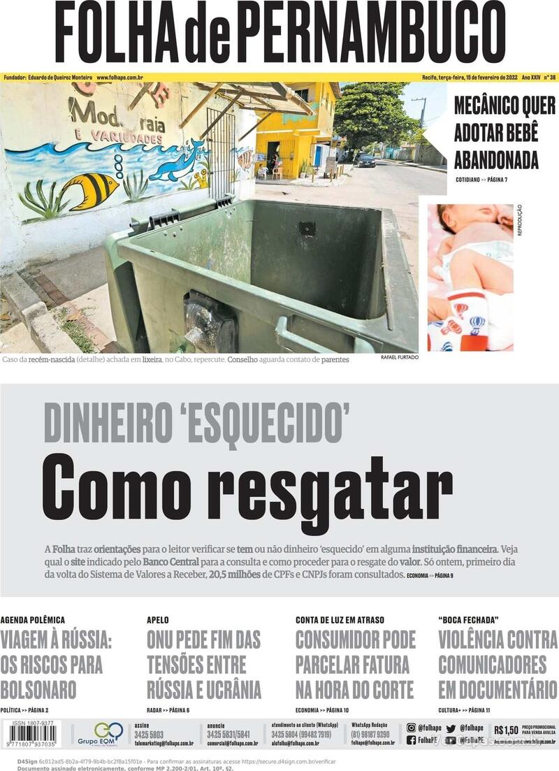 Capa Folha De Pernambuco Sexta De Abril De