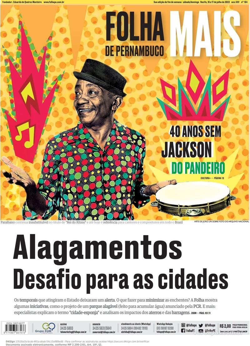 Capa Folha De Pernambuco Ter A De Julho De