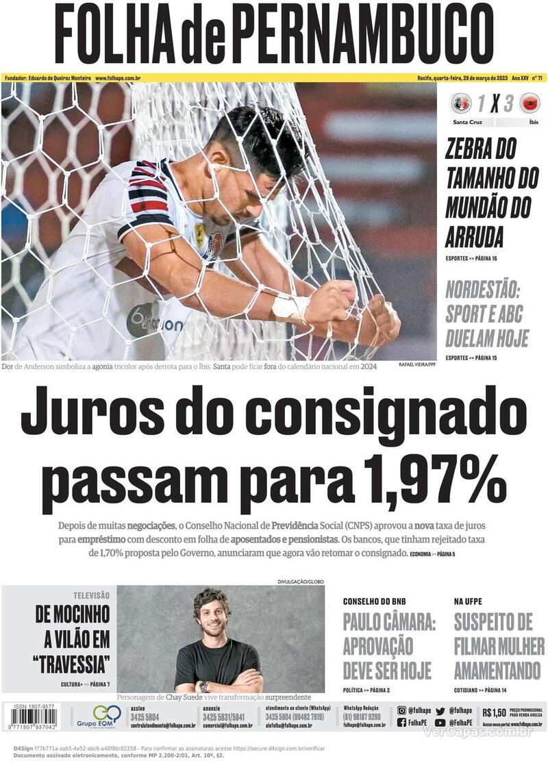 Capa Folha de Pernambuco Edição Sábado 11 de Dezembro de 2021