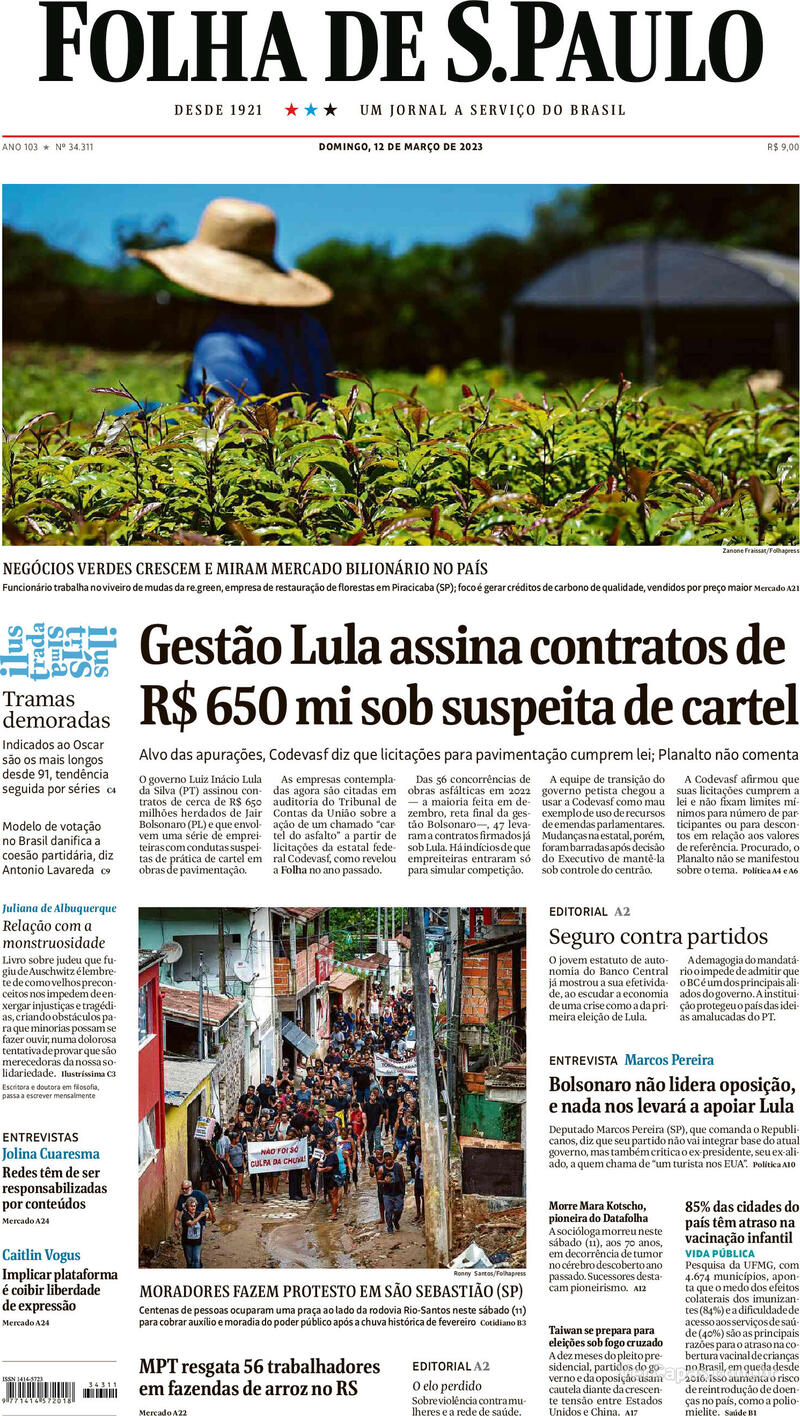 Capa Folha De S Paulo Sexta De Fevereiro De