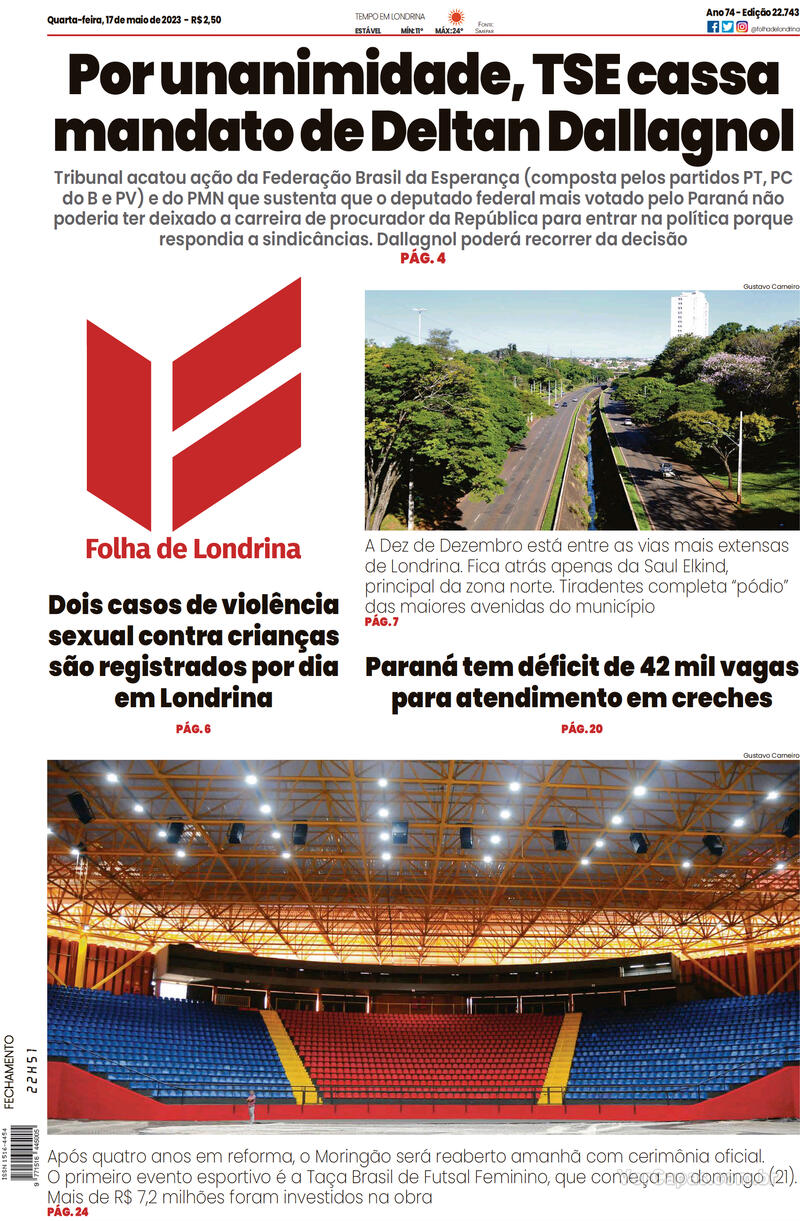 Capa Folha Londrina Quarta De Maio De