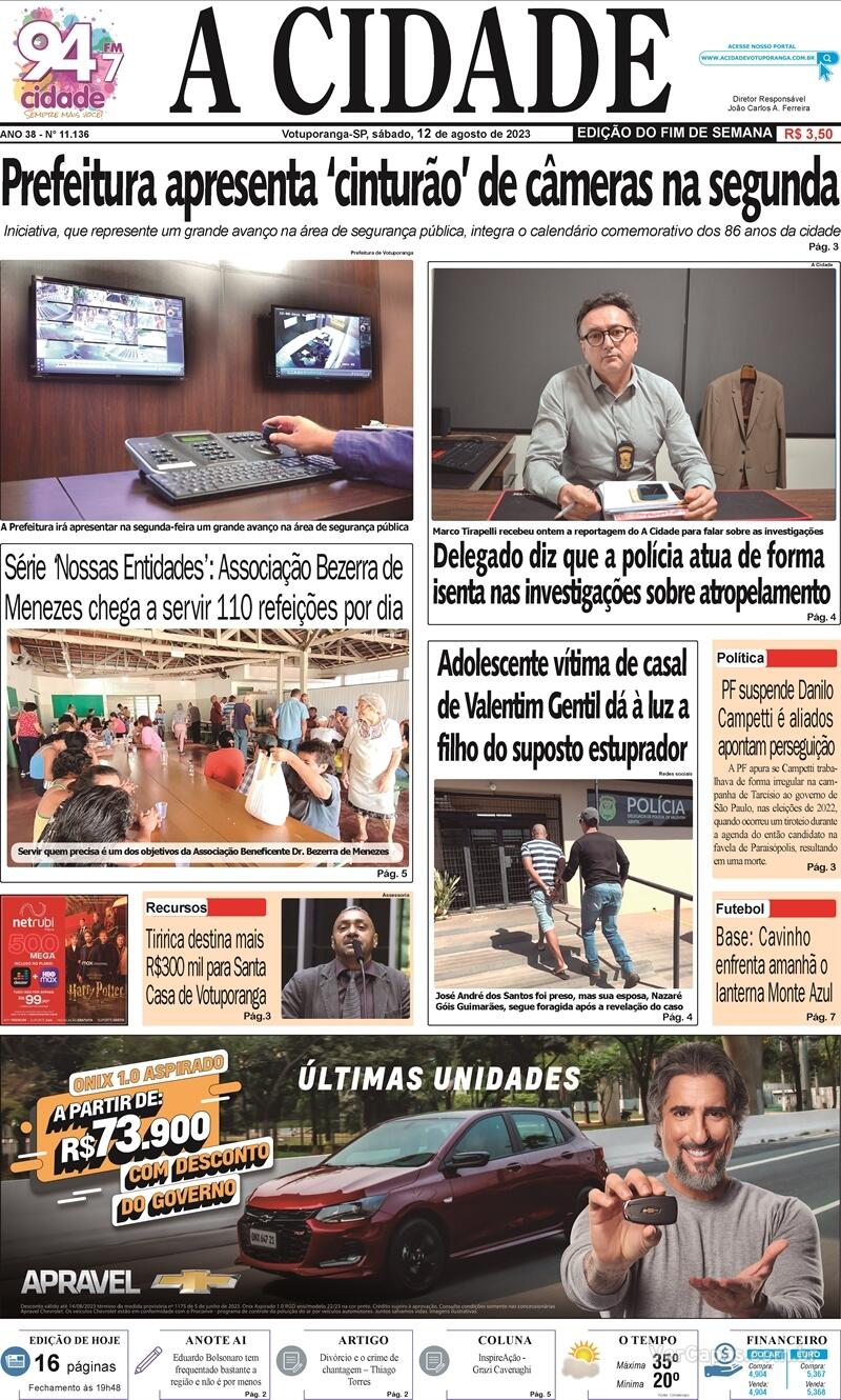 Capa Jornal A Cidade De Votuporanga Edi O Segunda De Outubro De