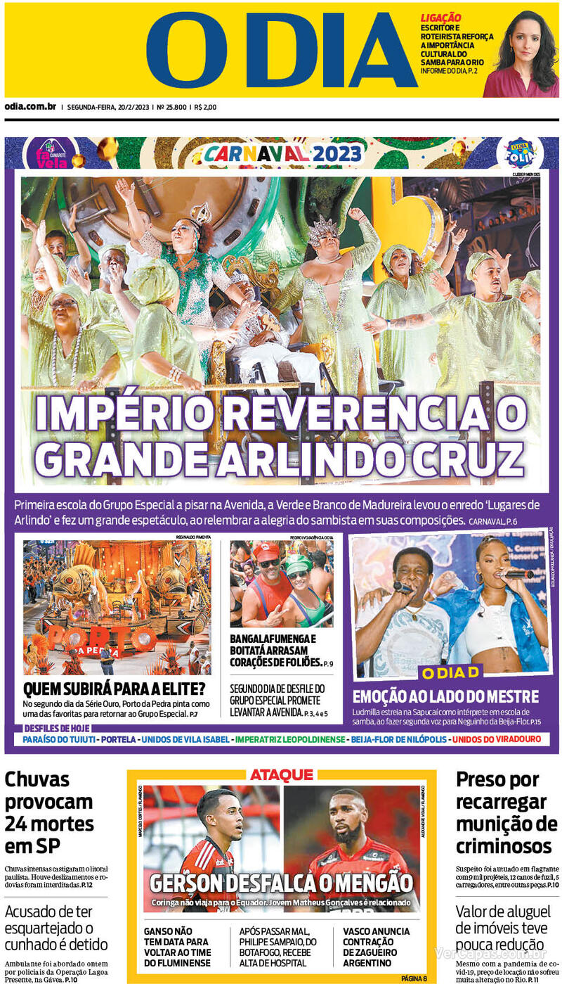 Capa O Dia Segunda De Fevereiro De