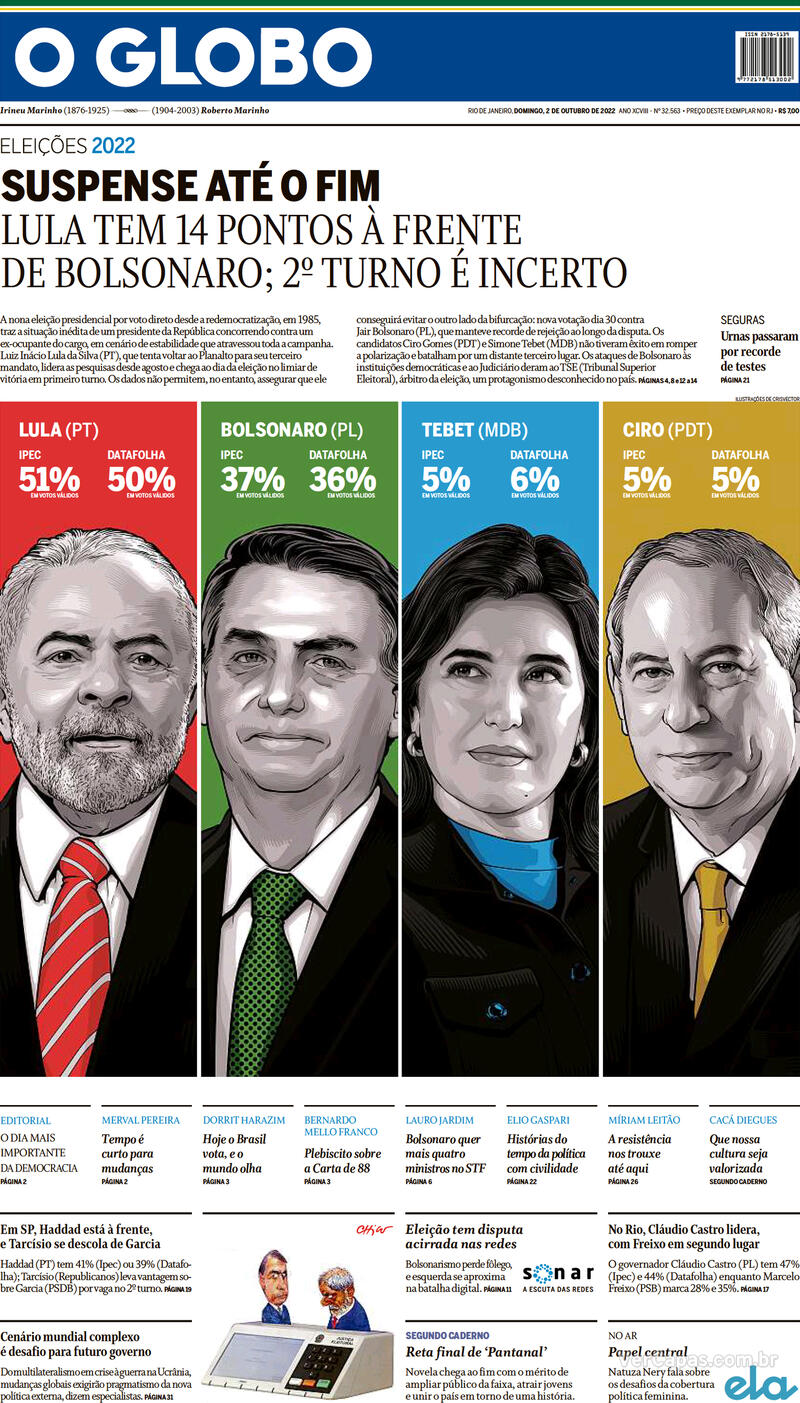 Capa O Globo Segunda 27 de Março de 2017