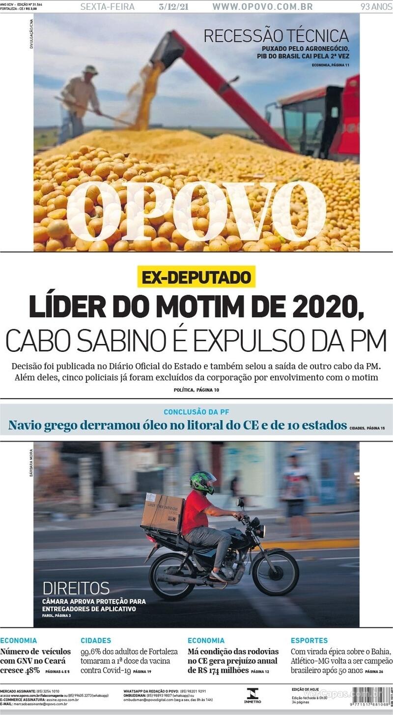 Capa O Povo Edição Sexta 3 de Dezembro de 2021