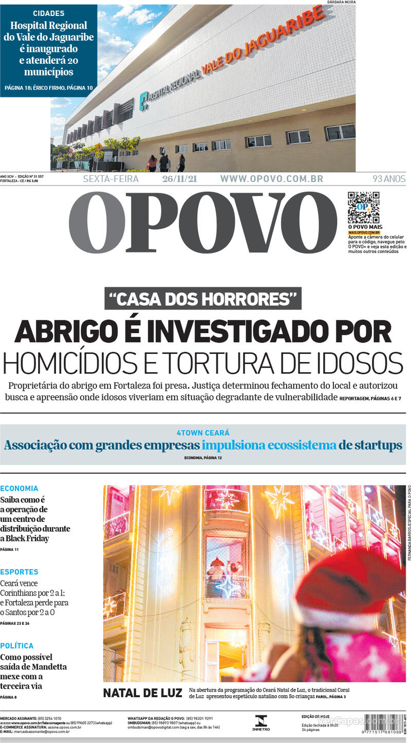 Capa O Povo Edição Sexta 26 de Novembro de 2021