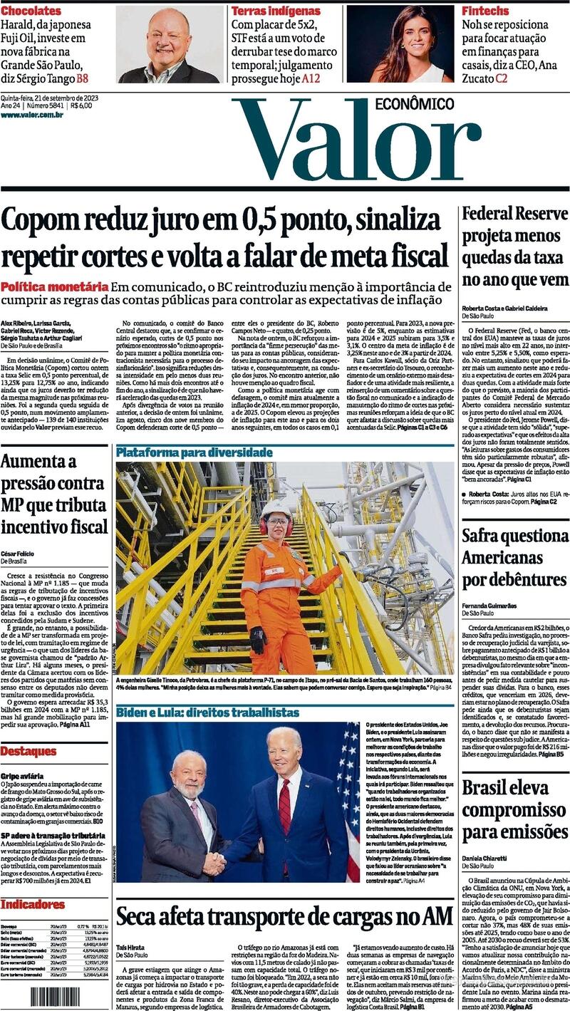 Capa Valor Econômico Terça 1 de Agosto de 2017