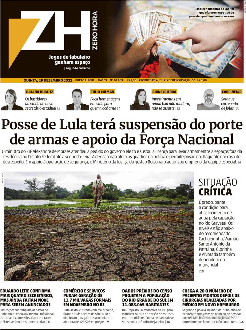 Capa Zero Hora Edi O Quinta De Dezembro De