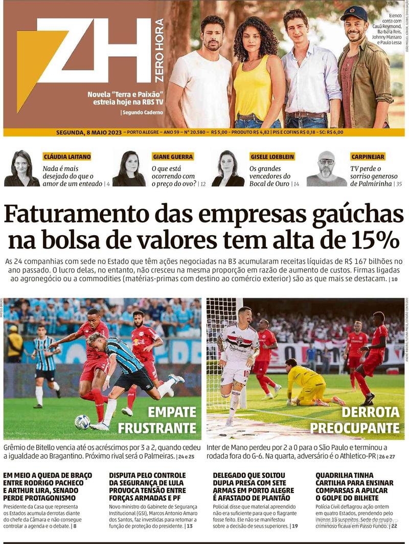 Capa Zero Hora Sábado 1 de Abril de 2023