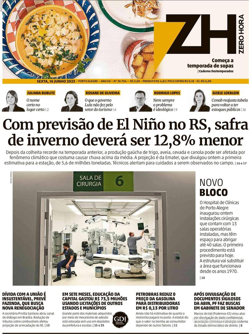 Capa Zero Hora Edição Segunda 3 de Maio de 2021