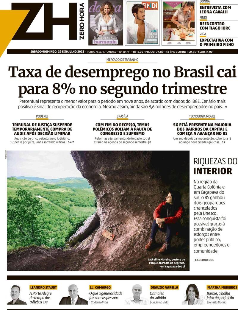 Capa Zero Hora Segunda De Janeiro De