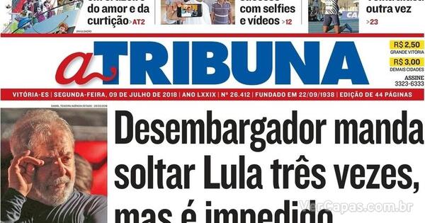 Capa A Tribuna Segunda 9 De Julho De 2018