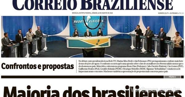 Capa Correio Braziliense Sábado 18 de Agosto de 2018