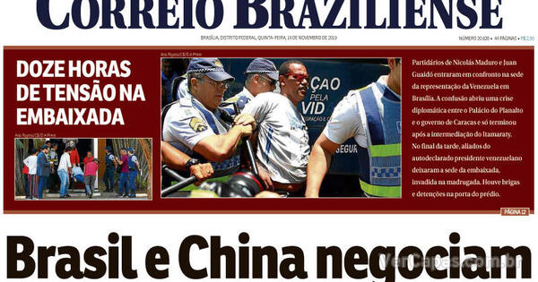 Capa Correio Braziliense Quinta 14 De Novembro De 2019