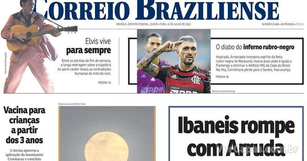 Capa Correio Braziliense Edição Quinta 14 de Julho de 2022