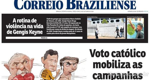 Capa Correio Braziliense Edição Terça 18 de Outubro de 2022