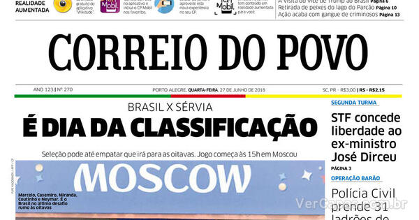 Capa Correio Do Povo Quarta De Junho De