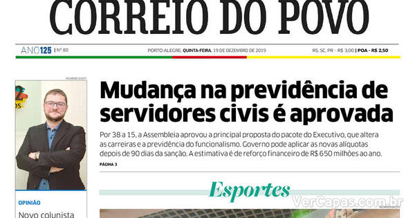 Capa Correio Do Povo Quinta De Dezembro De