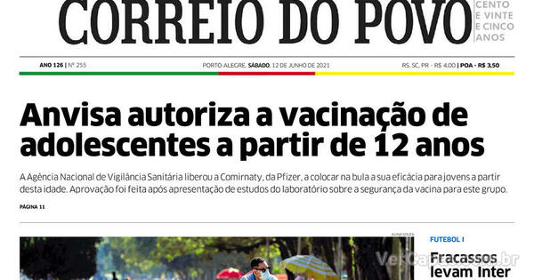 Capa Correio Do Povo S Bado De Junho De